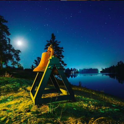night view of the bell on the french river